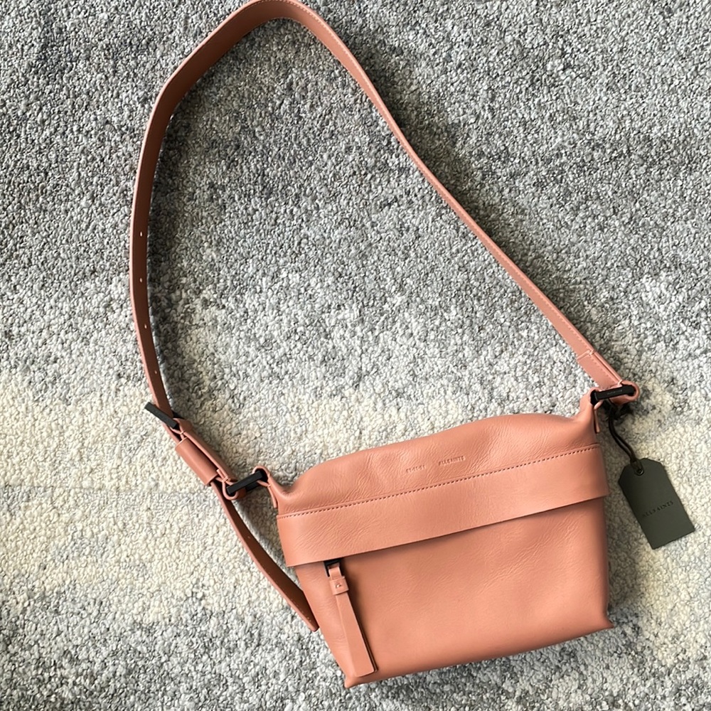 All Saints Pink Leather Crossbody Bag